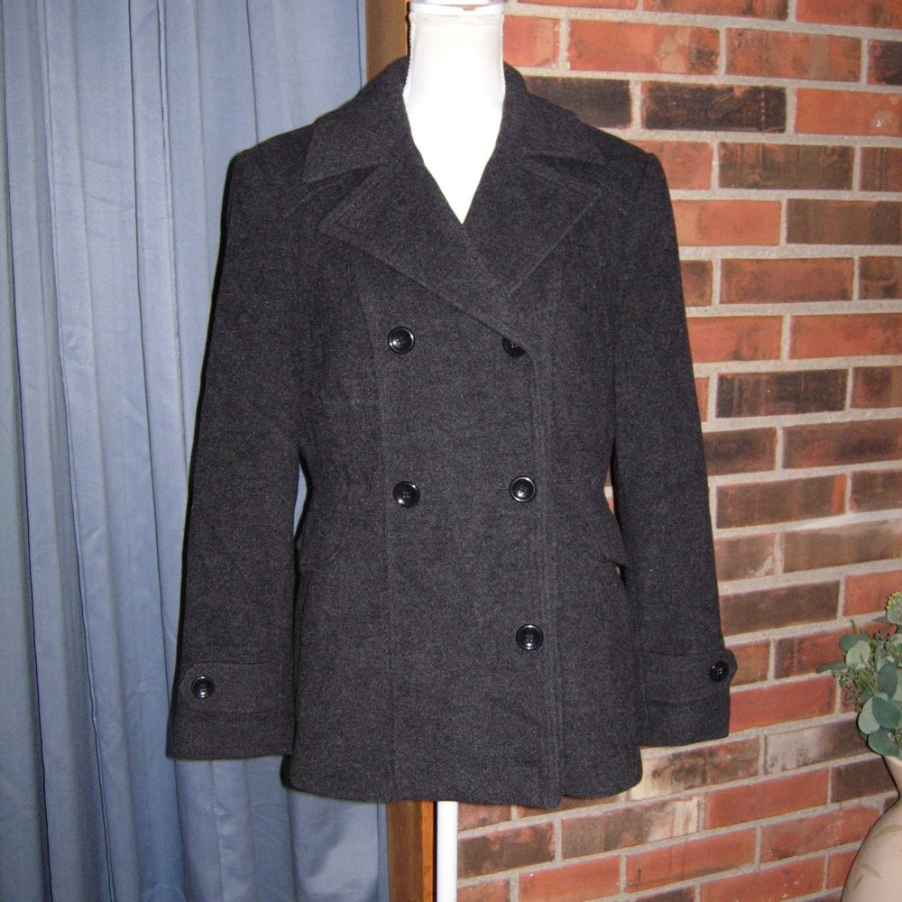 Charcoal Gray Wool Blend Pea Jacket M